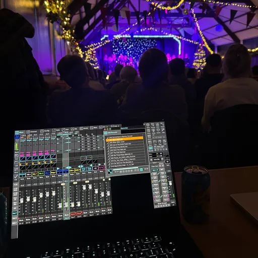 Remotely monitoring the Behringer X32 at the Chaddeans' Christmas show
